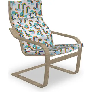ABAKUHAUS Karikatur Poäng Sessel Polster, Regenbogen und Wolken Muster, Sitzkissen mit Stuhlkissen mit Hakenschlaufe und Reißverschluss, Aus Weiß und Multicolor - Weiß