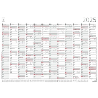 Zettler Jahresübersicht A2 12 Monate 1 Stk. plano 2025 - 59,4x42 cm - gerollt - mit Arbeitstage- und Wochenzählung - Posterkalender - Jahresplaner - 938-6111