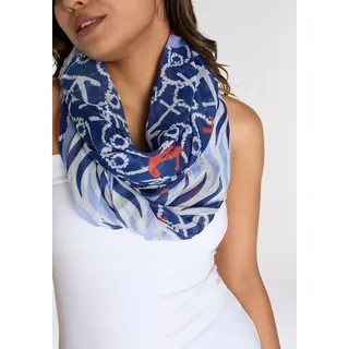 Loop LAURA SCOTT, Damen, blau (marine, weiß), Web, Polyester, bedruckt, gemustert, Modetücher Loop, Sommer Schal im maritimen Design, Topseller