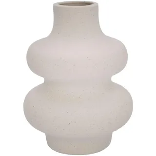 Intirilife Keramik Vase in Creme Weiß - 11.5 x 15.5 cm - Spiralvase Dekovase ideal für Blumen Pampasgras und Trockenblumen
