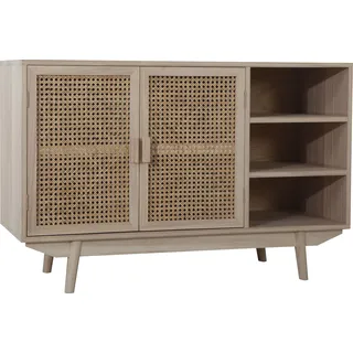 SalesFever Sideboard, natur, Mitteldichte Faserplatte (MDF)/paulowniaholz/rattan - beige