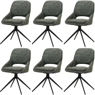 Mendler Esszimmerstuhl HWC-N73 Stoff/Textil grün 6er Set