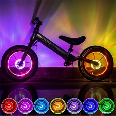 KUWAN LED Kinder Roller Licht USB Wiederaufladbar Speichenlichter 7 Farben 18 Modi Wasserdicht für Smart Induction Kinderzubehör