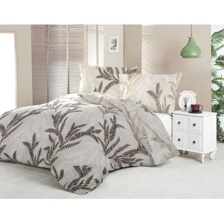 Satinbettwäsche Oksia, Reißverschluss – 140 x 220, 70 x 90 cm - Braun, Beige