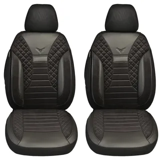 BREMER SITZBEZÜGE Maß Auto Schonbezüge kompatibel mit FIAT Ducato Typ 250 Fahrer & Beifahrer Set ab 2006-2022 / Auto Schonbezug Velour Kunstleder Set 2er Pack in Schwarz (PS803)