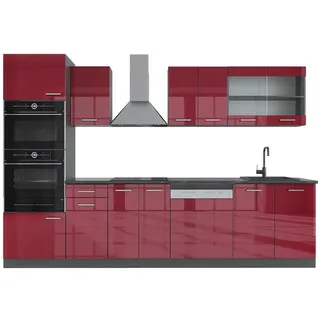 Vicco Küchenzeile R-Line 300 cm Rot Hochglanz