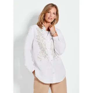 GOLDNER Hemdbluse »Weiße elegante Bluse aus Leinen«, weiß