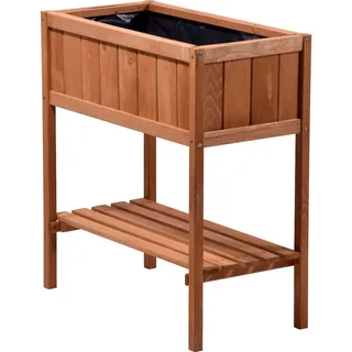 dobar® 58250e kompaktes Hochbeet | Erhöhtes Gemüsebeet | Kräuterbeet aus Holz | Balkonbeet für Salat | Pflanzkasten für Balkon/Garten/Terrasse | 76 x 40 x 80 cm | Braun