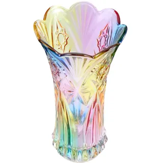 VORCOOL 1Pc Blumenvase Kristallglas Phoenix Schwanzform Vase Große Regenbogen Bunte Blumenvase für Wohnkultur (9. 43X4. 91X4. 91 Zoll)