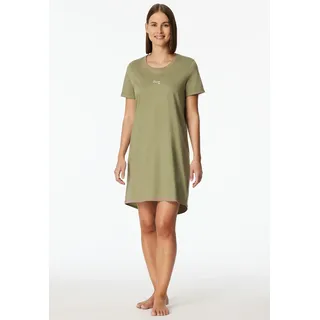 Schiesser Nachthemd "Casual Essentials" mit Statement-Print, Baumwolle, kurzärmelig, Rundhalsausschnitt, 705, grün