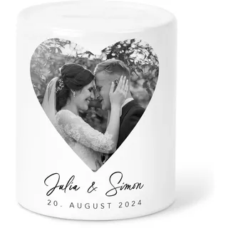 Hochzeitsgeschenk für Brautpaar Spardose mit Foto Sparschwein Hochzeit Geldgeschenk Geld Hochzeitskasse Hochzeitsspardose aus Keramik