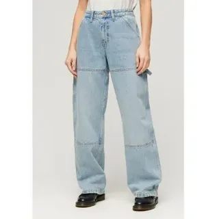 Superdry für Damen. W7011067A Blaue Jeans mit mittlerer Leibhöhe von Carpenter (32/30), Lässig, Baumwolle, Denim