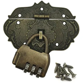 JEXOWIQ 1 pcs Haspe Vintage Antik-Verschlüsse,beschläge antik truhe,Bronze Eisen Design, Möbel Verschlüsse, Beschläge für Vorhänge-Schloss Schlösser an Truhen Kisten Schieber Klassizismus