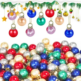 100 Mini Weihnachtskugeln, Kleine Weihnachtskugeln Für DIY, Weihnachtsbaumdekoration, 5 Farben - Rot, Grün, Blau, Pink, Champagner, 16mm Durchmesser ﻿