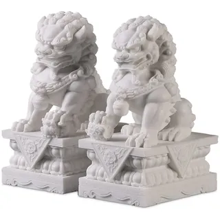 Siunwdiy FOO Dogs Löwenstatue aus Stein,Feng Shui Schutzlöwe für Haustür, Garten & Außendekoration, Asiatische Dekoration 10cm