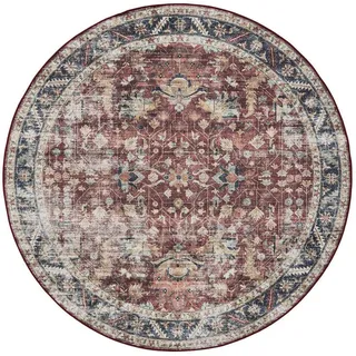 benuta Vintage-Teppich George waschbar ø 120 cm rund , Multicolor , Kunststoff , Vintage , Rund , 120x120 cm , Oeko-Tex® Standard 100 , in verschiedenen Größen erhältlich, rutschfeste Unterfläche, waschbar , Teppiche und Böden, Teppiche, Vintageteppiche