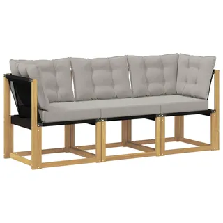 vidaXL Outdoor Mittel- und Ecksofa mit Kissen 3 Stück Weiß - Weiß