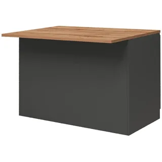 Dmora Unterschrank Kücheninsel Emmanuel 125 x 90 x 90 cm Anthrazit und Eiche