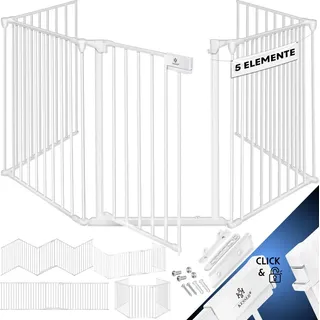 Kesser KESSER® Kaminschutzgitter mit Tür Metall Ofenschutzgitter Laufgitter Laufstall Absperrgitter Tierschutzgitter Türschutzgitter für Kinder-Sicherung