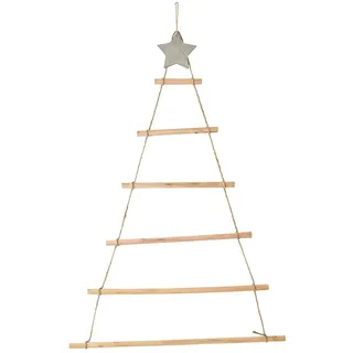 Hängende Ornamente aus Holz mit Stern und Seildekoration für den Wandweihnachtsbaum