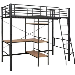 vidaXL Etagenbett mit Tischrahmen Grau Metall 90x200 cm - Grau