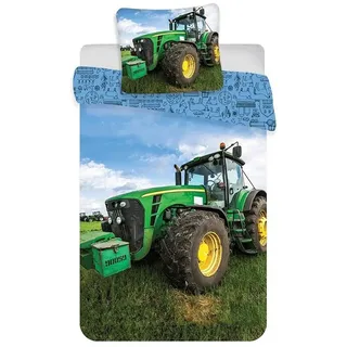 BrandMac Traktor Baby-Bettwäsche-Set 2-teilig 100% Baumwolle Bettbezug 100x135cm Kissenbezug 40x60cm Klein-Kinderbettwäsche