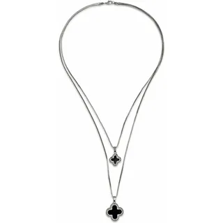 FIRETTI Kette mit Anhänger Kreuz, zweireihig schwarz / Kunststoff