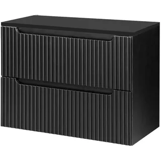 Waschtischunterschrank 'Skelbolu' hängend mit Schubladen 80 x 60 x 40 cm Schwarz - Schwarz
