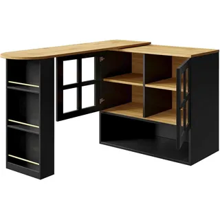okwish Sideboard mit Drehfunktion Esszimmer 138-204x39x102.5cm Schwarz