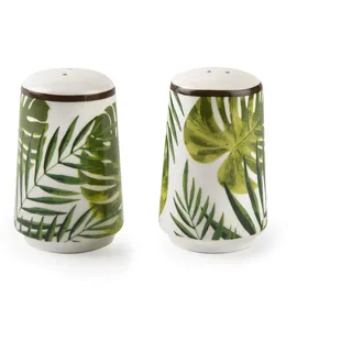 Excelsa Foliage Salz- und Pfefferstreuer, Keramik, Grün, 2 Stück