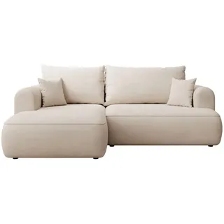 Selsey Eckschlafsofa Ovo Mini Creme Easy-Clean-Chenille-Bezug , Textil , Ottomane links,L-Form , 238x156 cm , Wohnzimmer, Sofas & Couches, Wohnlandschaften, Ecksofas