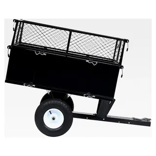 Kippanhänger für Rasentraktoren, Garten Transportanhänger, Gartenwagen, Transportwagen, Outdoor Rasenmäher Anhänger, kippbar, 150 kg Last, Schwarz - Schwarz