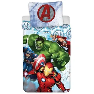 Jerry Fabrics Avengers Heroes Leinen Blau 140 x 200 cm + 70 x 90 cm
