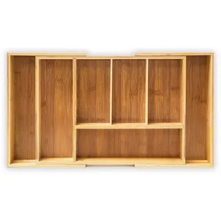 Relaxdays Besteckkasten ausziehbar HBT 5 x 48,5 x 28 cm Bambus