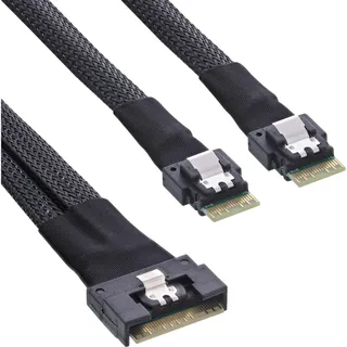 InLine Slim SAS Kabel, SFF-8654 8i zu 2x SFF-8654 4i, 1m