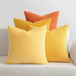MIULEE Kissenbezug 40x40 4er Set Kordsamt Kissenhülle sofakissen Orange