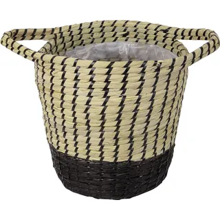Pflanzkorb Seegras Ø 28 cm x 30 cm Natur-Schwarz