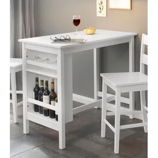 Home Affaire Bartisch »Torpedo, TOPSELLER", Bartisch, Küchentisch, Esstisch, Gestell Massivholz Kiefer, Tischplatte und Regal MDF, Küchentisch, weiß