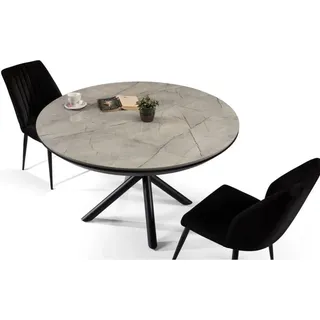 Esstisch Ausziehbarer Rund Grau JVmoebel - Grau