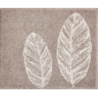 Grund Bidet-Vorleger , Taupe , Textil , Blätter , rechteckig , 55x65 cm , Oeko-Tex® Standard 100, Made in Europe , rutschfest , Heimtextilien, Badtextilien, Badematten