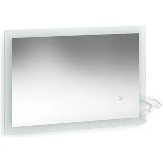 Vicco Badezimmerspiegel, Weiß, 60 x 40 cm Badezimmer Spiegel Badmöbel Hängespiegel Spiegelbeleuchtung Touch-Switch dimmbar rahmenlos