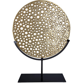 GILDE Deko Objekt Skulptur Hive - Aluminium auf Metallständer - Deko Fensterbank Wohnzimmer - Geschenk Weihnachten Geburtstag - Farben: Gold Schwarz Höhe 42 cm