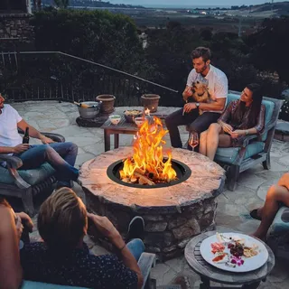 GarveeHome Feuerstelle Für Outdoor, Rauchfreie Feuerstellenring, Rund Feuerschale Garten, Kohlenstoffstahl, DIY Feuerring Für Lagerfeuer Mit Belüftungslöcher Für Die Holzverbrennung