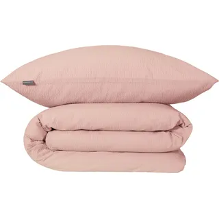 Schiesser Bettwäscheset Laura - Baumwoll Seersucker - 2-teilig - 155 x 220 cm - Hellrosa