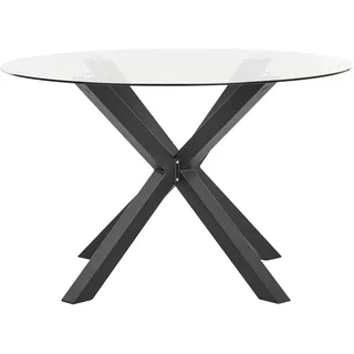 Beliani Maletto Gartentisch Ø 120 x 75 cm Schwarz/Transparent