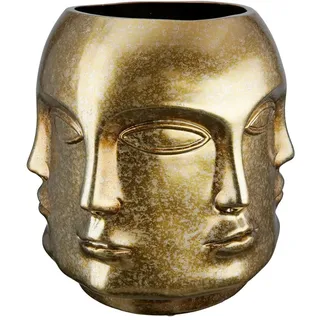 Casablanca by Gilde GILDE Vase Blumenvase aus Keramik - Gesichtsvase wasserdicht Europäische Herstellung - Farbe: antik Gold Höhe 23 cm