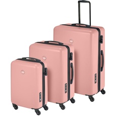 Koffer Set - PT01 - Reiskoffer mit 4 Rollen - Peony Pink Rosa - Dreiteilige Kofferset - Koffer & trolleys - hartschalenkoffer