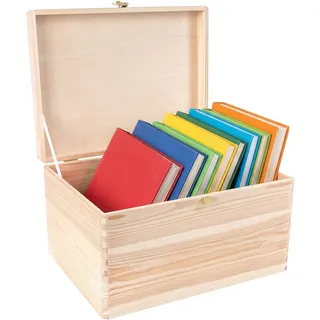 Creative Deco XXL Große Holzkiste mit Deckel und Schloss | 40x30x24 cm (+/-1cm) | Holztruhe Erinnerungsbox Baby Holzbox mit Deckel Kasten Ostern | Für Dokumente Spielzeuge | ROH & UNGESCHLIFFEN