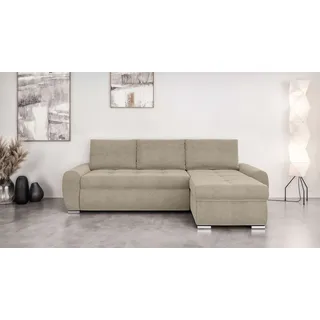 Home Affaire Ecksofa »HAVERHILL Schlafsofa mit Bettkasten, Maße B/H/T: 237/89/166 cm« L-Form mit Recamiere links oder rechts bestellbar, Wellenunterfederung, beige