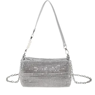 DMNQ Clutch Silber Damen-Clutches Tasche Glitzer Tasche Silber Glitzer Mit Duftender Tee